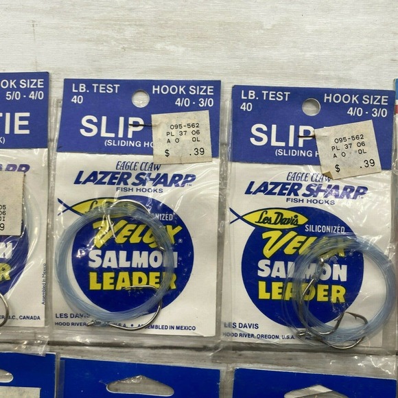 LOT Of 10 Les Davis Mix Velux Salmon Leader Eagle Slip Tie 20 40 25 4/0-3/0 - Picture 4 of 12